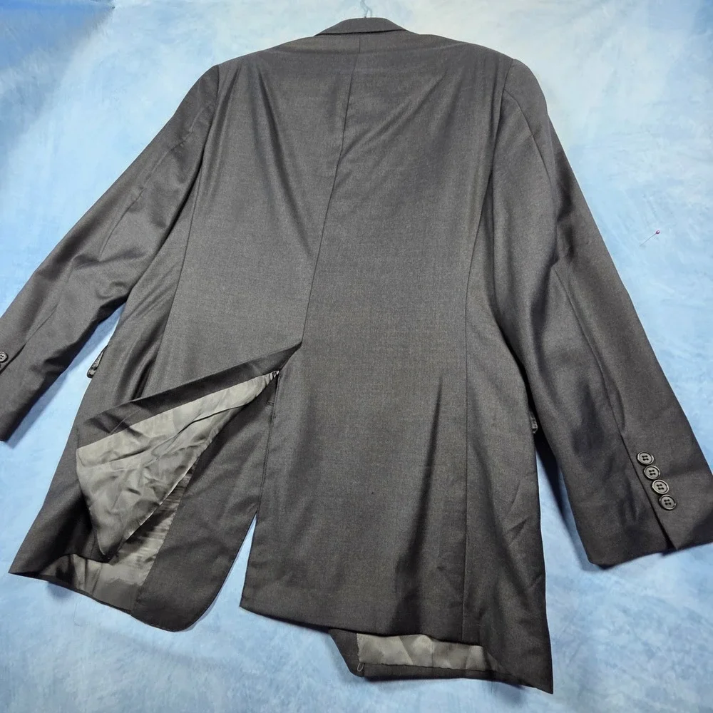 Hickey Freeman Mens Charcoal Gray Worsted Wool Blazer Sport Coat USA Made 44R